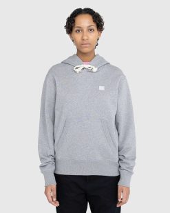 Acne Studios Sweat A Capuche Logo Visage Gris | Sueurs