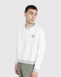 Guess USA Vintage Logo Crewneck Blanc Albatre | Sueurs