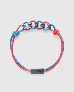 Marni Bracelet En Cuir A Chaine Logo Rouge/Ocean | Bijoux