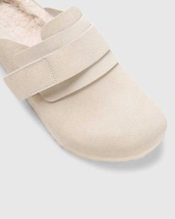 Birkenstock Shearling Nagoya Poudre/Blanc Casse | Des Sandales