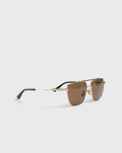 Bottega Veneta Lunettes De Soleil Pilote A Monture Carree Dorees | Des Lunettes De Soleil