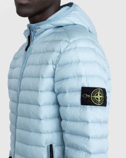 Stone Island Doudoune Pliable En Nylon Recycle Bleu Ciel | Vetements D'Exterieur