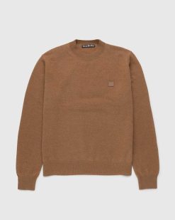 Acne Studios Pull Col Rond En Laine Marron Toffee | Tricots