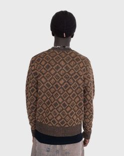 Acne Studios Cardigan Carreaux Visage Marron Toffee | Tricots