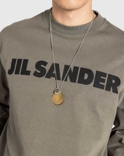 Jil Sander T-Shirt Logo Manches Longues Vert Thym | T-Shirts