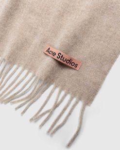 Acne Studios Echarpe A Franges En Laine Oatmeal Melange | Accessoires D'Hiver