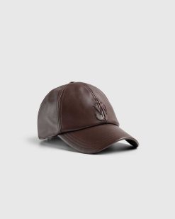 J.W. Anderson Casquette De Baseball En Cuir Marron | Chapeaux