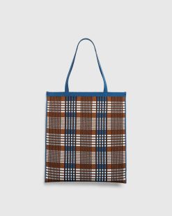 Marni Sac Cabas Jacquard Check Bleu Clair/Rouille | Sacs