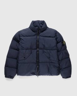 Stone Island Doudoune Nylon Recycle Teinte En Vetement Bleu Marine | Vetements D'Exterieur