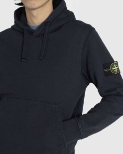 Stone Island Sweat A Capuche Polaire Bleu Marine | Sueurs