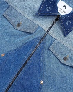 Marine Serre Veste De Travail Moonogram En Denim Regenere Bleu Fonce Moyen | Vetements D'Exterieur