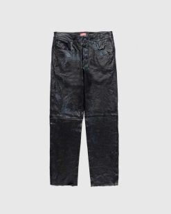 Diesel Pantalon En Cuir P-Macs-Lth Noir | Pantalon