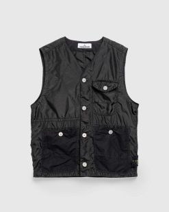 Stone Island Gilet Teint En Piece Noir | Vetements D'Exterieur