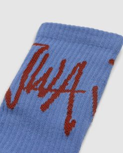 J.W. Anderson Socquettes Courtes Avec Logo Jwa Manuscrit Bleu Clair | Chaussettes