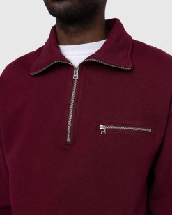 Highsnobiety Polaire Classic Quarter Zip Bordeaux | Sueurs