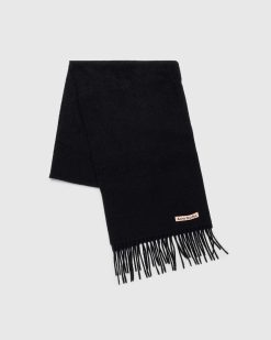 Acne Studios Echarpe A Franges En Laine Noir | Accessoires D'Hiver