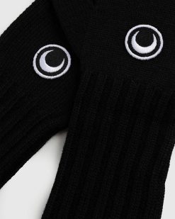 Marine Serre Gants De Longueur De Poignet Coteles En Laine Sans Mulesing Noirs | Accessoires D'Hiver