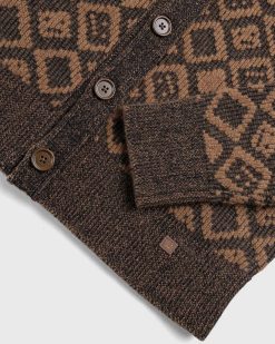 Acne Studios Cardigan Carreaux Visage Marron Toffee | Tricots