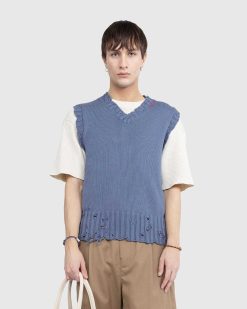 Marni Gilet Col V En Coton Acier | Tricots