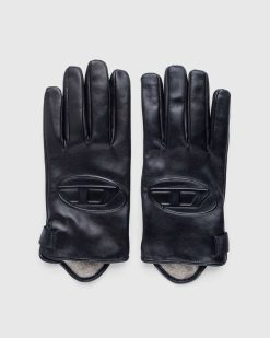 Diesel Gants En Cuir G-Reies Noirs | Accessoires D'Hiver