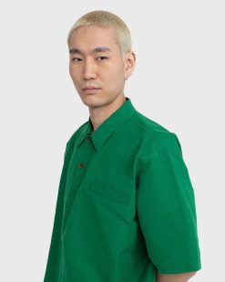 Auralee Chemise Meteo En Lin Finx Haute Densite Vert | T-Shirts