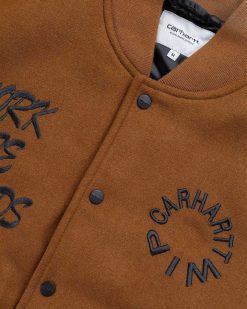 Carhartt WIP Bomber Universitaire De Travail Marron Fonce Hamilton | Vetements D'Exterieur