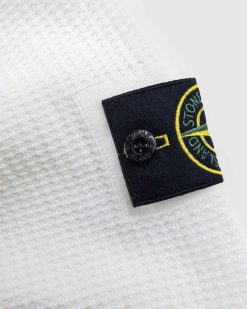 Stone Island Tricot De Coton Doux Cotele Blanc | Tricots