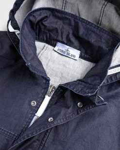 Stone Island Veste A Capuche En Lin Bleu Royal | Vetements D'Exterieur