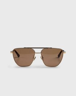 Bottega Veneta Lunettes De Soleil Pilote A Monture Carree Dorees | Des Lunettes De Soleil