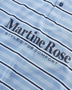 Martine Rose Polo Manches Longues Col Montant Rayure Bleue | Chemises