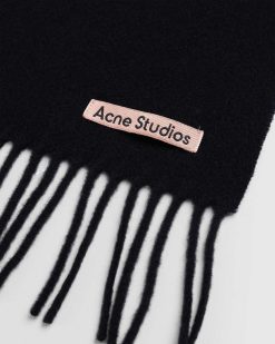 Acne Studios Echarpe A Franges En Laine Noir | Accessoires D'Hiver