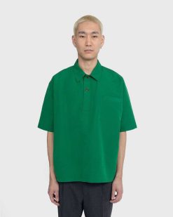 Auralee Chemise Meteo En Lin Finx Haute Densite Vert | T-Shirts