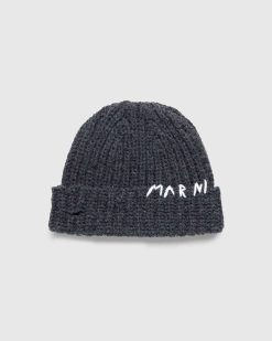 Marni Bonnet Logo Gris | Accessoires D'Hiver