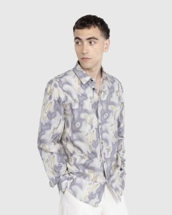 Trussardi Chemise En Coton Imprime Heat Map Gris | Chemises