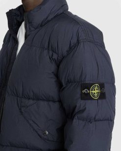 Stone Island Doudoune Nylon Recycle Teinte En Vetement Bleu Marine | Vetements D'Exterieur