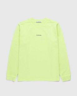 Acne Studios T-Shirt Manches Longues Logo Coton Bio Vert Fluo | T-Shirts