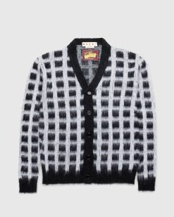 Marni Cardigan Mohair A Carreaux Noir | Tricots