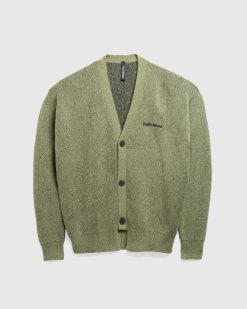 Aries No Problemo Cardigan En Mohair Brosse Noir/Olive | Tricots