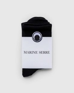 Marine Serre Socquettes Cotelees Coton Bio Noir | Chaussettes