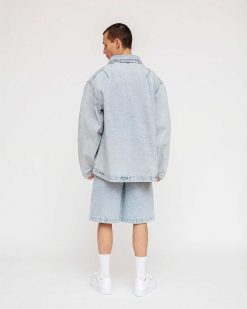 Acne Studios Anorak Denim Demi-Zip Delave Bleu Clair | Vetements D'Exterieur