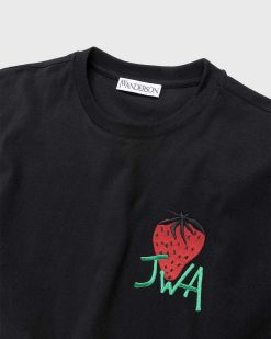 J.W. Anderson T-Shirt Jwa Fraise Brodee Noir | T-Shirts