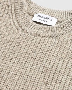 Marine Serre Pull Col Rond En Laine Et Maille Moelleuse Beige | Tricots