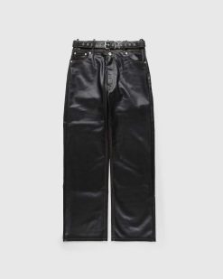 Y/Project Pantalon En Cuir Ceinture Y Noir | Pantalon