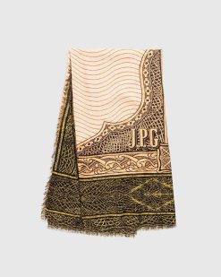 Jean Paul Gaultier Foulard Imprime Cartouche Vert/Ecru/Noir/Orange | Accessoires D'Hiver