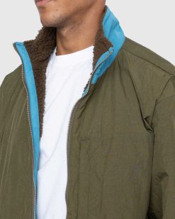 Highsnobiety Veste Zippee Polaire Reversible Bleu Acier/Vert Fonce | Vetements D'Exterieur