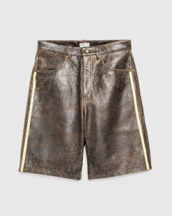 Guess USA Short En Cuir Craquele Amos Marron Multi | Shorts