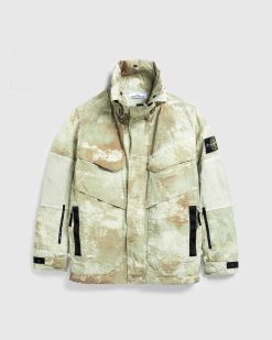 Stone Island Veste Econyl Grid Camo Beige Naturel | Vetements D'Exterieur