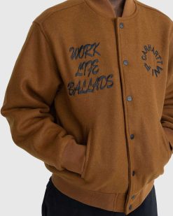 Carhartt WIP Bomber Universitaire De Travail Marron Fonce Hamilton | Vetements D'Exterieur