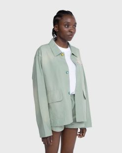 Stockholm Surfboard Club Veste Coach En Toile Sauge | Vetements D'Exterieur