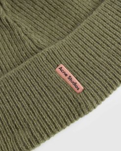 Acne Studios Bonnet Laine Cachemire Vert Olive | Accessoires D'Hiver